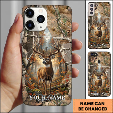 Maxcorners Buck Deer Hunter Forest Triangle Art Personalized Name 3D Phonecase