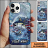 Maxcorners Fishing Ocean Wave Patriotic Camouflage Personalized Name Phone Case (10 Fish Species)
