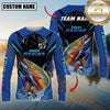 Maxcorners Freshwater Fish Fishing Neon Sport Jersey Style Personalized Name, Team Name Long Sleeve Shirt (6 Breeds)