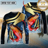 Maxcorners Fishing Luxury Gold Wave Water Splash Design Personalized Name, Team Name Long Sleeve Shirt (9 Breeds)