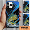 Maxcorners Fishing Electric Blue Arrow Pattern Splash Personalized Name Phone Case (10 Fish Species)