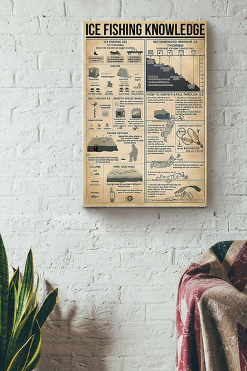 Maxcorners Ice Fishing Knowledge Canvas Gallery Wrapped Canvas Framed Gift Idea LM0101