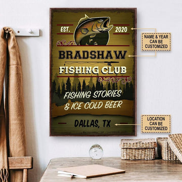 Maxcorners Personalized Canvas Frames Home Decoration Fishing Club  Framed Prints, Canvas LM0101