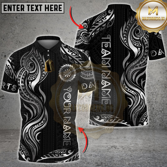 Maxcorners Darts Tribal Gold Polynesian Pattern Multicolor Options Personalized Name, Team Name 3D Shirt (4 Colors)