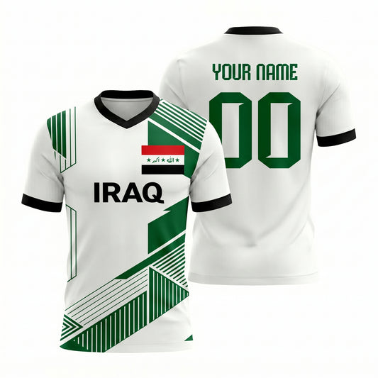 Maxcorners Personalized Iraq Soccer Jersey 3D T Shirt For Football Fans And Supporters