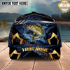 Maxcorners Fishing Black Gold Geometric Personalized Name 3D Cap  (9 Breeds)