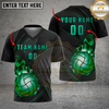 Maxcorners Volleyball Golden Fire Minimal Luxury Style Multicolor Options Personalized 3D V-neck T-Shirt