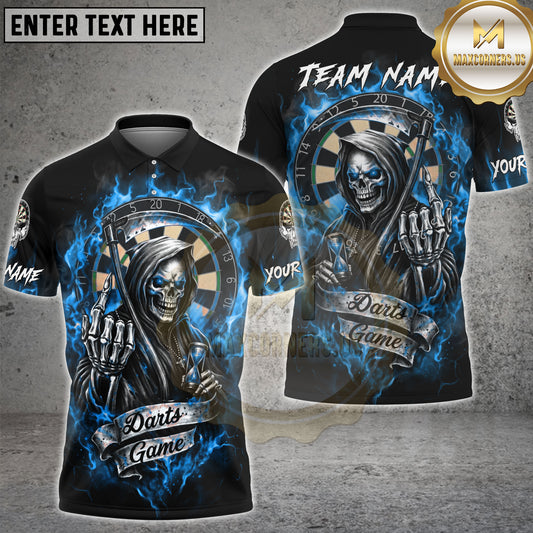 Maxcorners Grim Reaper Flame Dartboard Dark Style Multicolor Options Personalized Name, Team Name 3D Shirt (4 Colors)