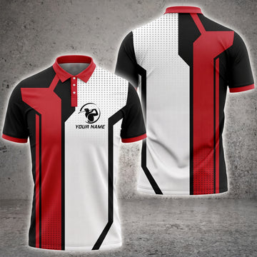 Maxcorners Red Velocity 3D Golf Personalized Name Polo