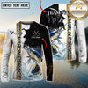 Maxcorners Chinook Fishing Split Grunge Splash Design Personalized Name, Team Name Long Sleeve Shirt (12 Fish Species)