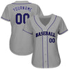 Maxcorners Custom Gray Purple-Black Classic Authentic Baseball Jersey LM2605
