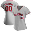Maxcorners Custom Gray Red-Navy Authentic Baseball Jersey LM2605
