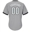 Maxcorners Custom Gray White-Black Authentic Throwback Rib-Knit Baseball Jersey Shirt LM2605