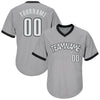 Maxcorners Custom Gray White-Black Authentic Throwback Rib-Knit Baseball Jersey Shirt LM2605