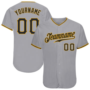 Maxcorners Custom Gray Black-Gold Classic Authentic Baseball Jersey LM2605