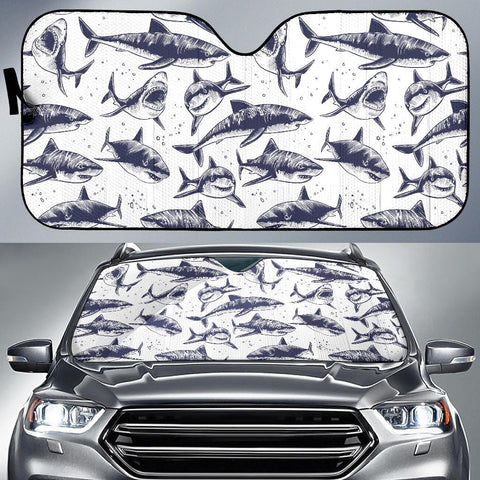 Maxcorners Great White Shark Pattern Print Design Car front Windshield Sun Shade