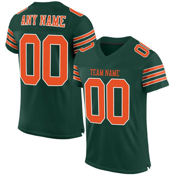 Maxcorners Custom Green Orange-White Mesh Authentic Football Jersey LM2605