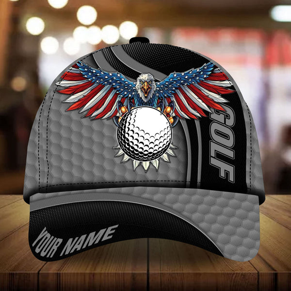 Maxcorners Golf Premium Eagle And Golf Personalized Name All Over Printed Cap