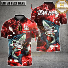 Maxcorners Bowling Shirt Shark Bowling Ball Lightning Graphic Multioptions Personalized Name Team Name 3D Shirt (4 Colors)