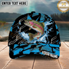Maxcorners  Fishing Geometric Splash Dark Blue Pattern Personalized Name Classic 3D Cap (9 Breeds)