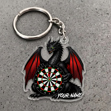 Maxcorners Dark Dragon Darts Personalized Name Keychain