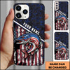 Maxcorners Fishing Patriotic USA Flag Honeycomb Tech Style Personalized Name Phone Case (10 Fish Species)