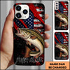 Maxcorners Fishing American Flag Patriotic Grunge Personalized Name Phone Case (10 Fish Species)