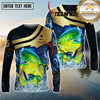 Maxcorners Fishing Luxury Gold Wave Water Splash Design Personalized Name, Team Name Long Sleeve Shirt (9 Breeds)