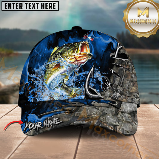 Maxcorners Fishing Splash Water Camo Personalized Name Classic 3D Cap (13 Breeds)