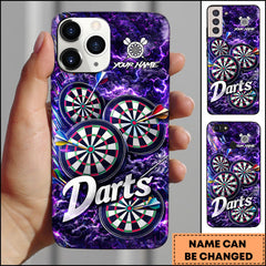 Maxcorners Darts Phonecase Neon Purple Lightning Dartboard Personalized Name 3D Phone Case