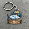 Maxcorners Tuna Fishing Funny Fishing Hat Cartoon Rustic Style Personalized Name Keychain