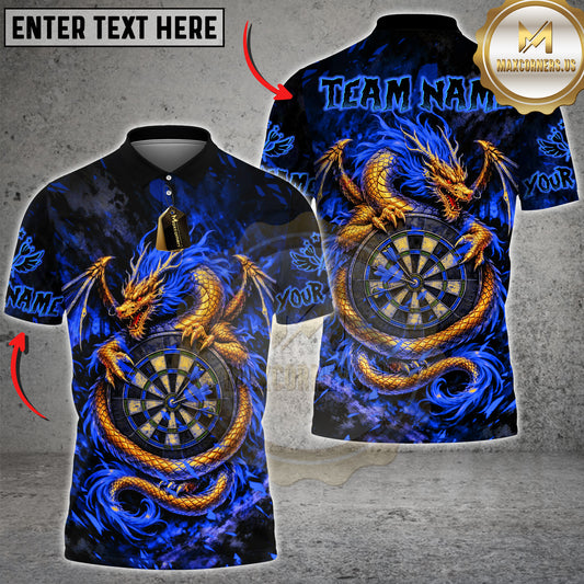 Maxcorners Dart Golden Dragon Target Multicolor Options Personalized Name, Team Name 3D Shirt (4 Colors)
