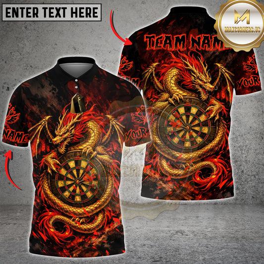 Maxcorners Dart Golden Dragon Target Multicolor Options Personalized Name, Team Name 3D Shirt (4 Colors)