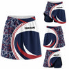 Maxcorners Bowling Navy Red White Swoosh Personalized 3D Skort, Skirts With Shorts