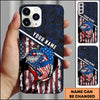 Maxcorners Fishing Patriotic USA Flag Honeycomb Tech Style Personalized Name Phone Case (10 Fish Species)