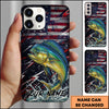 Maxcorners Fishing USA Flag Splash Patriotic Art Personalized Name Phone Case (10 Fish Species)