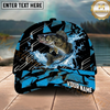 Maxcorners  Fishing Geometric Splash Dark Blue Pattern Personalized Name Classic 3D Cap (9 Breeds)