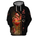 Maxcorners Personalized Flamingo Golf Shirt, Christmas Golf Shirt With Custom Name, Golf Gift For Golfer