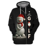 Maxcorners Personalized Christmas Golf Shirt, Snowman Playing Golf With Custom Name, Funny Golf Shirt For Men
