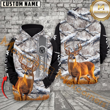 Maxcorners Wildlife Hunting Snow Camo Personalized Name Unisex 3D Shirt
