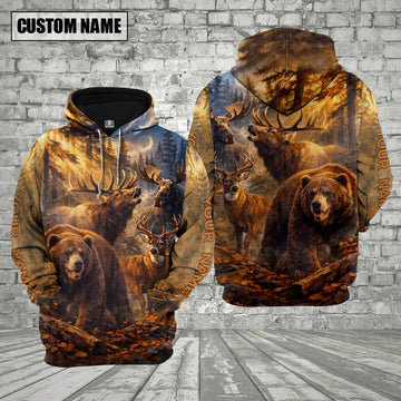 Maxcorners Wildlife Hunting Wilderness Scene Personalized Name Unisex 3D Shirt