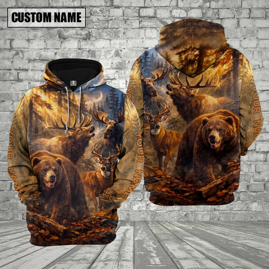 Maxcorners Wildlife Hunting Wilderness Scene Personalized Name Unisex 3D Shirt