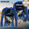 Maxcorners Saltwater Fish Fishing Neon Sport Jersey Style Personalized Name, Team Name Long Sleeve Shirt (6 Breeds)