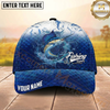Maxcorners Fishing Water Splash Scale Gradient Design Personalized Name Classic 3D Cap (9 Breeds)