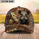 Maxcorners Hunting Cap Brown Camo With Golden Line Personalized Name 3D Cap (Deer/Moose/Elk/Boar)