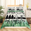 Maxcorners Happy Camping Duvet Cover for RV Decor, Camper Trailer Graffiti Rustic Bedding Set