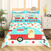 Maxcorners Colorful Camper Duvet Cover, Cute Cartoon RV Camping Trailer Bedding Set