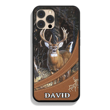Maxcorners Deer Hunting Forest Pattern Personalized Name Phone Case LM1012