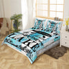 Maxcorners Lake House Fishing Duvet Cover, Rustic Blue Gray Wooden Board Cabin Plank Bedding Set