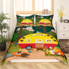 Maxcorners Camping Trailer Duvet Cover for RV Decor, Jungle Tree Botanical Pumpkin Rustic Bedding Set